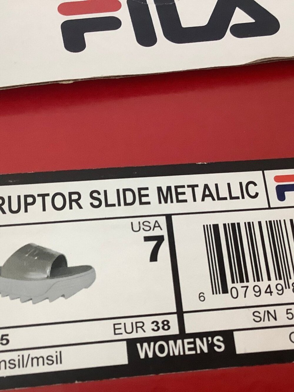 Fila Slides Platform Metallic Silver Deadstock Size-7.5 - Picture 9 of 9